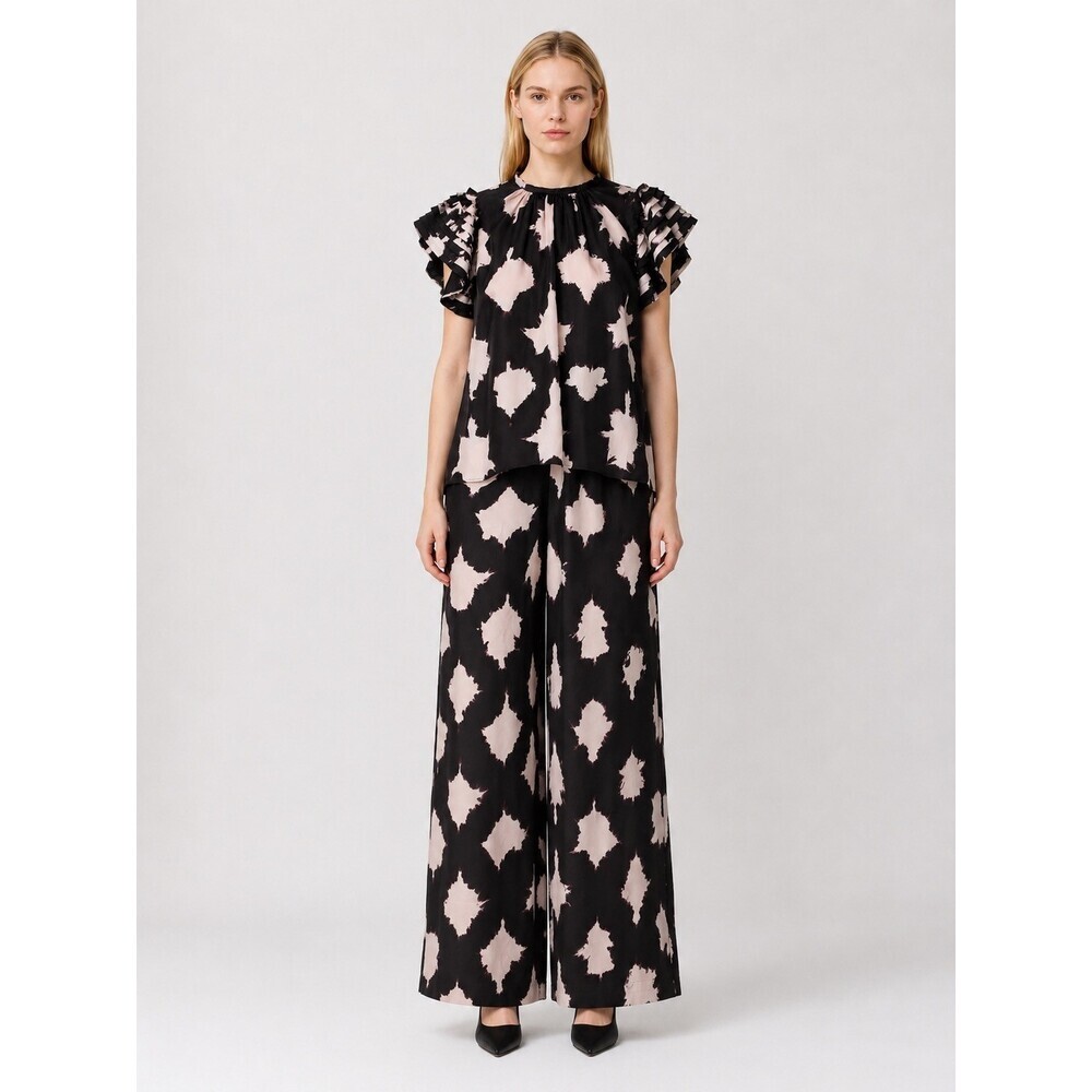 Ulla Johnson Micaela Top Sawyer Pants Set Noir Blur Women Abstract Print size 2